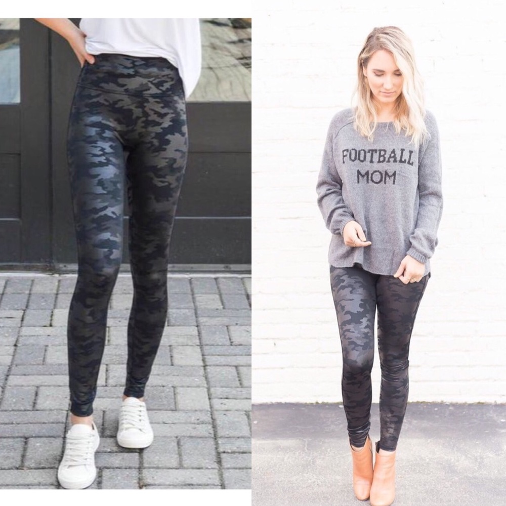 RARE SPANX | camo high waisted Leather leggings